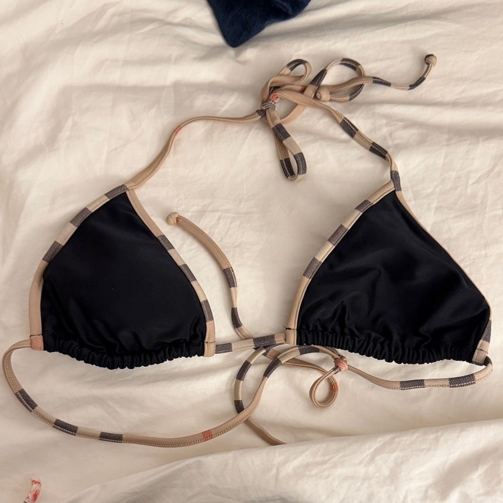 Burberry Triangle Bikini Top with Check Trim